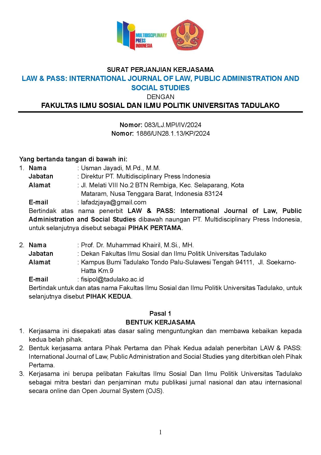 Cooperation Agreement Page 1